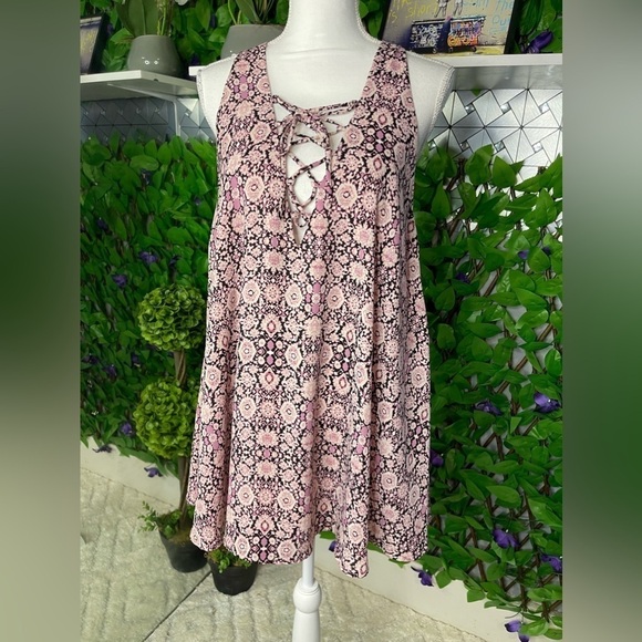 Show Me Your Mumu Dress Women's Size S Rancho Mirage Lace Up Tunic Mini Festival - Picture 2 of 11